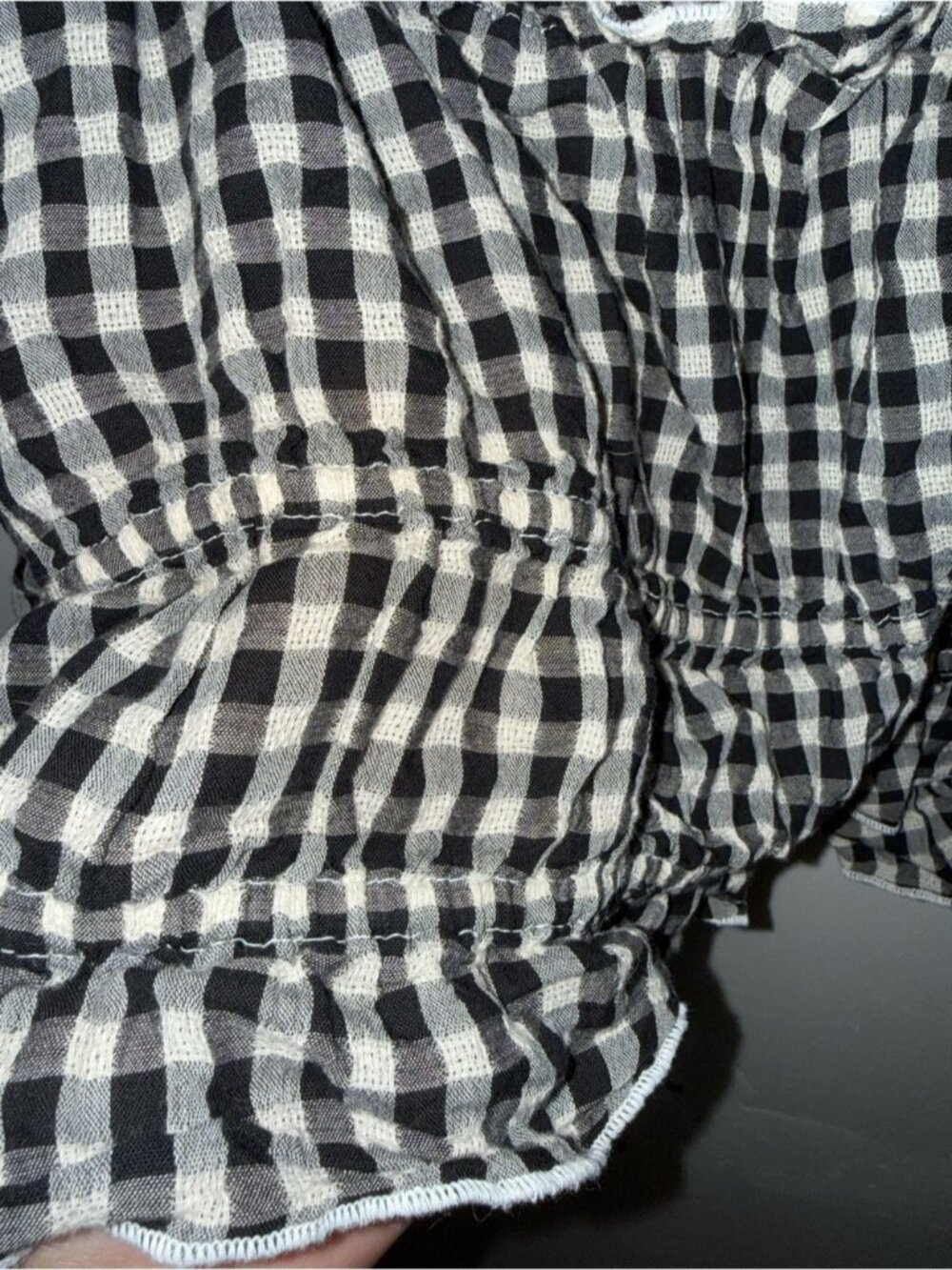 Black & White Gingham Smocked Crop Top XXL - Picture 3 of 3